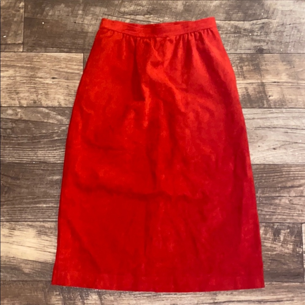 Vintage Red Faux Suede Skirt